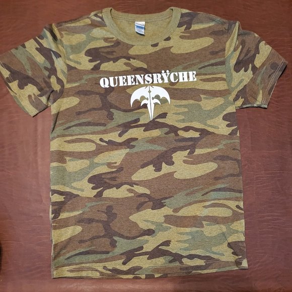 Vintage Queensryche Camouflage Logo "American Soldier" Concert T Shirt Womens XL - Picture 1 of 6